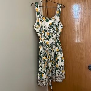 Beautiful White and Lemon Cotton Dress